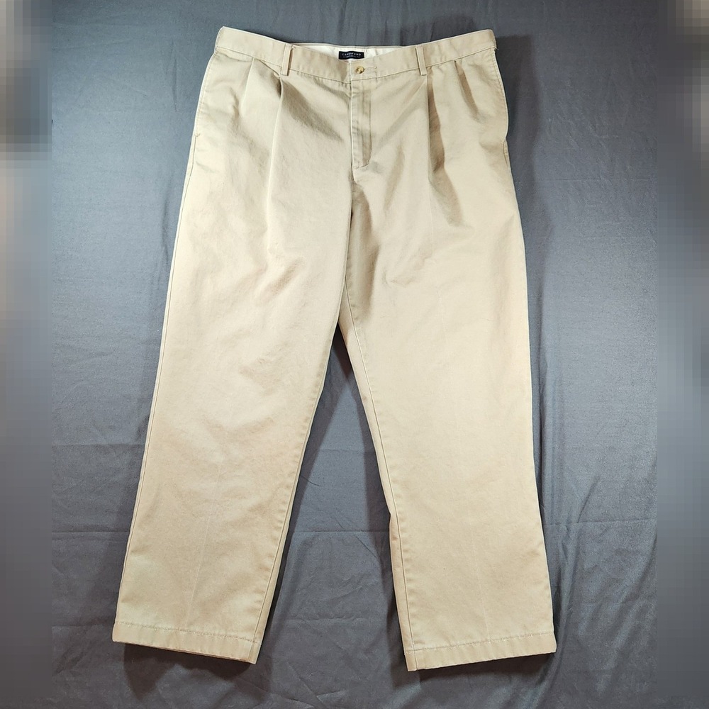 Men's Land's End Traditional Fit‎ Khaki Chino Pleated Pants Size 38